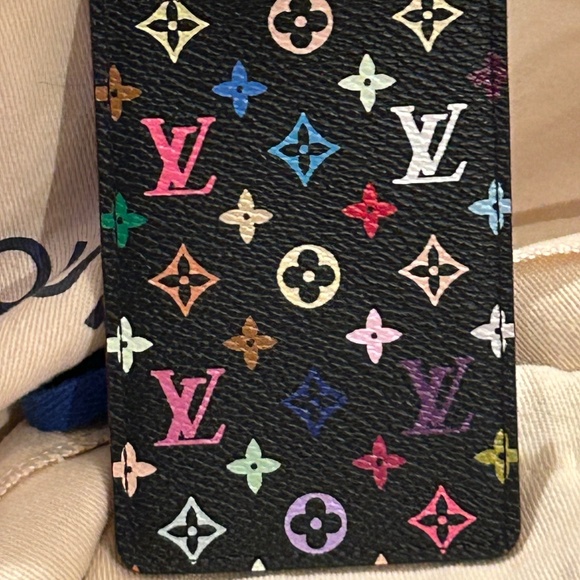 PRISTINE LV x TM  MURAKAMI card holder/mirror/bow in Noir - Picture 12 of 14